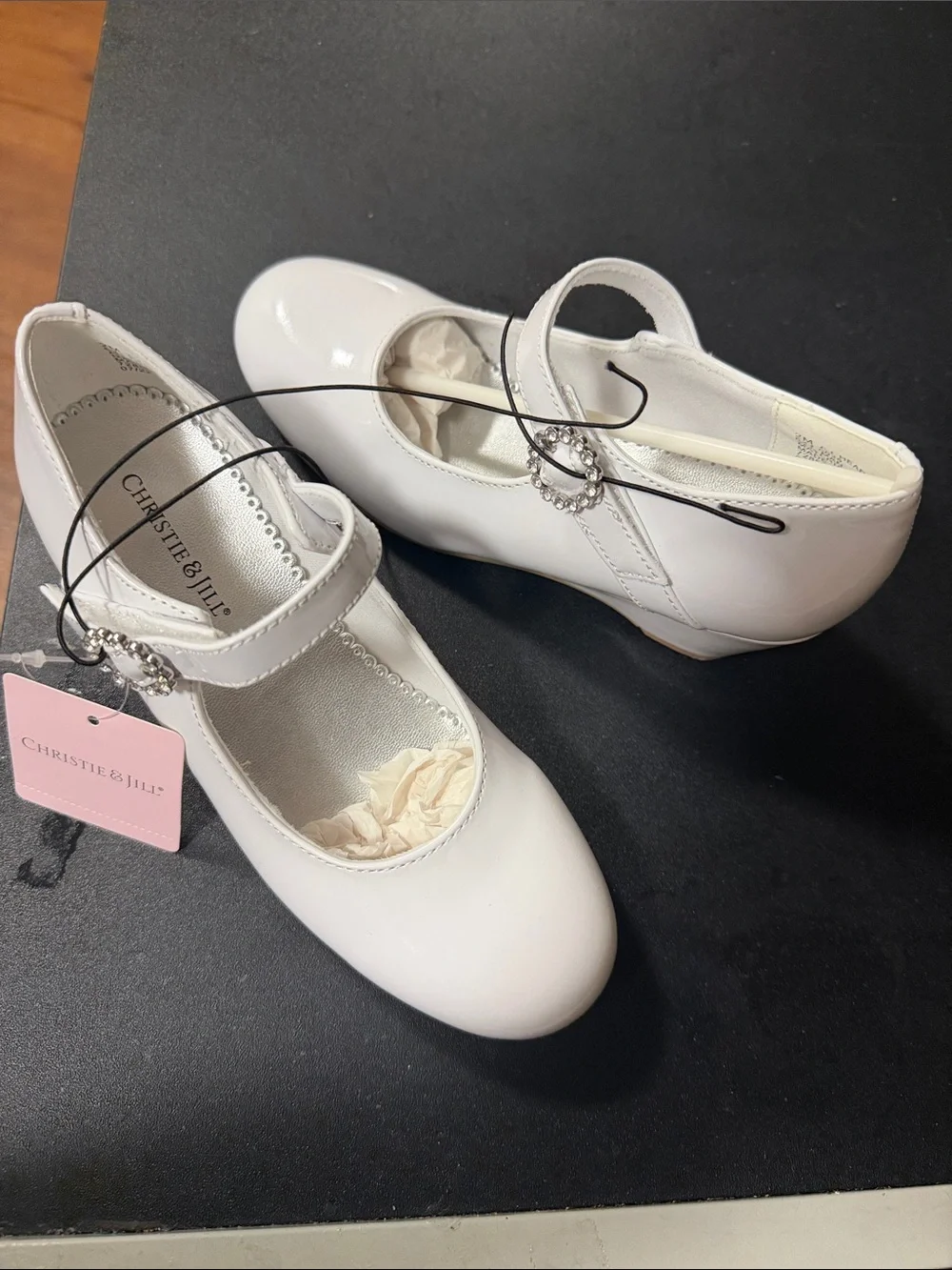 Christie & Jill Girls' White Patent Mary Jane Dress Shoes